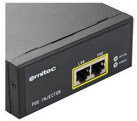 Ernitec 95W 802.3af/at PoE Injector, 100-240 V, 50-60 Hz, 55V DC, Maximum 1000 Mbps, 100 m, Black - W124789703