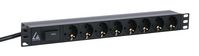 Lanview 19'' rack mount power strip, 4m, 16A with 8 x Schuko F outlets - W126918107