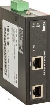 Barox Industrial PoE-Injector 10/100/1000BaseTX, PoE und PoE+, max. 36W, only Mode A, 12-56VDC - W125515107