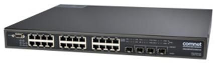 ComNet Managed switch 10/100/1000Tx with PoE (IEEE 802.3af/at) 2 Port 1000Fx, 1U 19" Rack Mount, 400W PSU built in, 100-240VAC IEC Mains input - W128409848