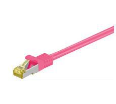 MicroConnect RJ45 Patch Cord S/FTP w. CAT 7 raw cable, 5m, Pink - W124674878