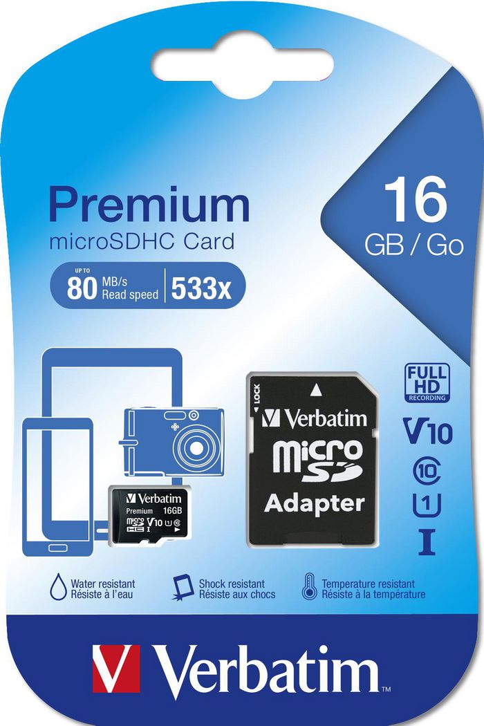 Verbatim 16GB, MicroSDHC, Class 10 - W124818164
