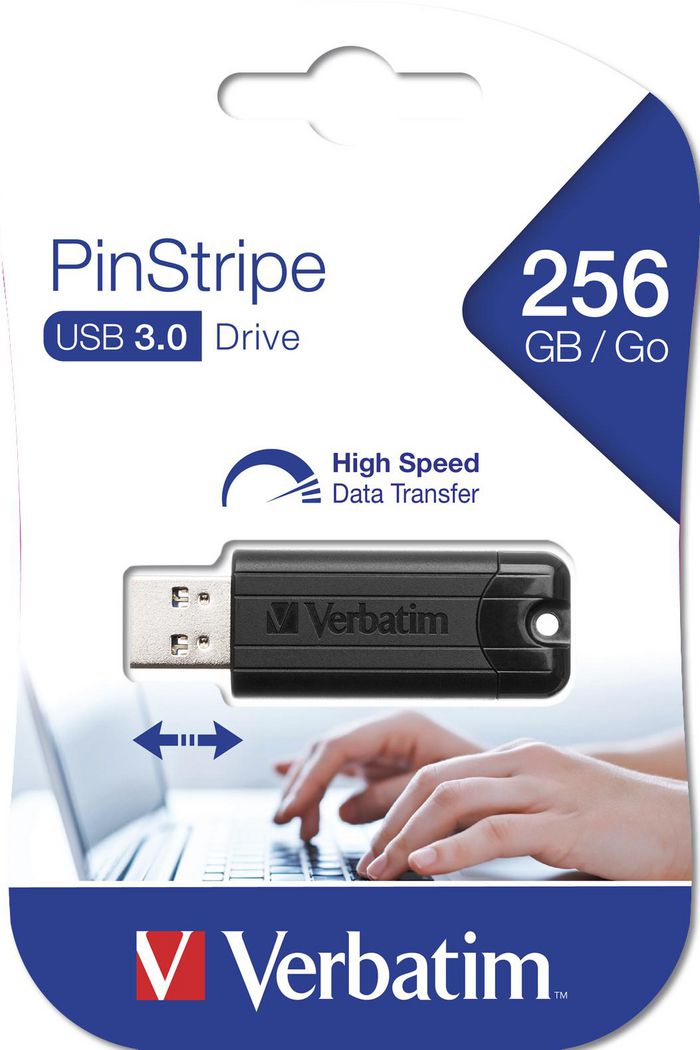 Verbatim PinStripe, USB 3.0, 256GB, Black - W124884862