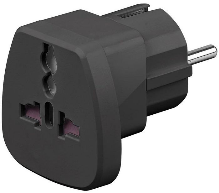 MicroConnect Universal adapter black work to UK, US, DK, CH, IT - W124590529