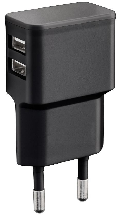 MicroConnect 2 x USB, 100 - 240 V, 2.4 A, 5 V, Black - W125068798