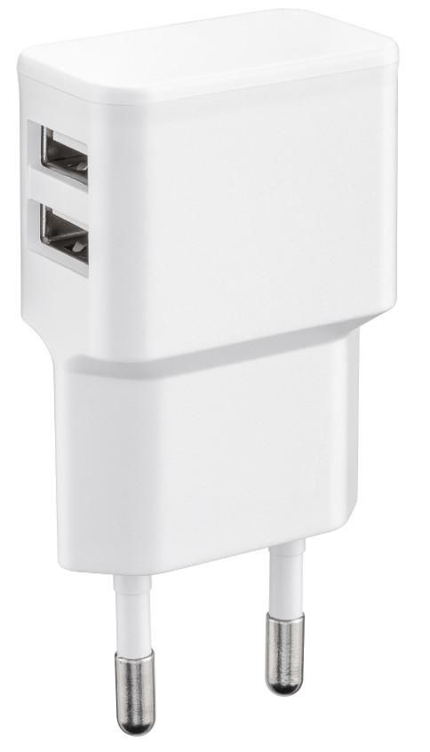 MicroConnect 2 x USB, 100 - 240 V, 2.4 A, 5 V, White - W124868592