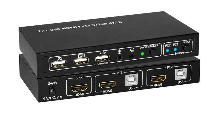 MicroConnect HDMI & USB KVM Switch 2 ports - W124763176
