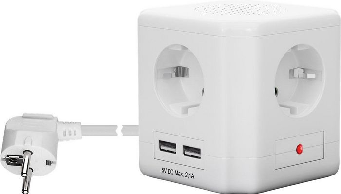MicroConnect 4-way PowerCube dock. station, 4x Type F, USB, White - W125254920