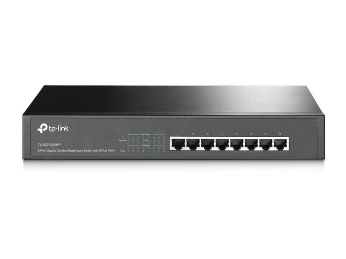 Omada 8x 10/100/1000 Mb/s RJ45, PoE+, 16 Gb/s, Rack Mountable