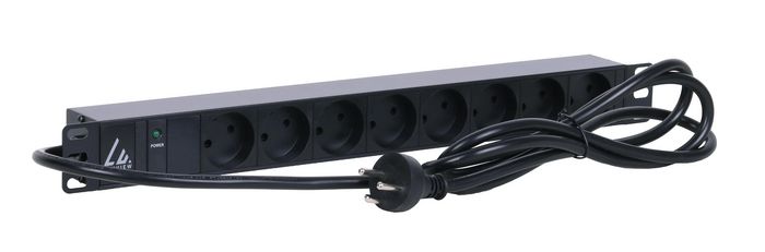 Lanview 19'' rack mount power strip 10A with 8 x danish type K socket - W125960703