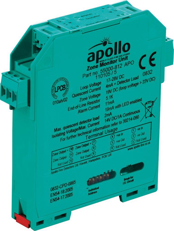 Apollo Fire Detectors XP95 DIN Rail Zone Monitor with Isolator - W126741245