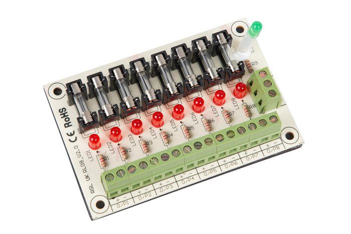 RGL 8 Way Fused Board,8 x 0.5 Amp - Individually Fused Outputs,LED Indication,For us - W126739312