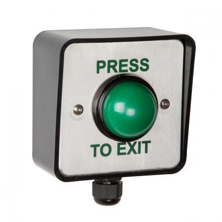 RGL Weatherproof Stainless Steel Large Green Dome Button - Press to Exit - With Collar,4 Amp Load,IP66 - W126739324