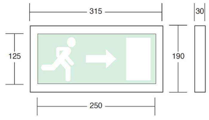 LuxIntelligent Exi-LED Wall mounted 3 Hour Maintained Exit sign with White finish (Arrow Down) - W126738538