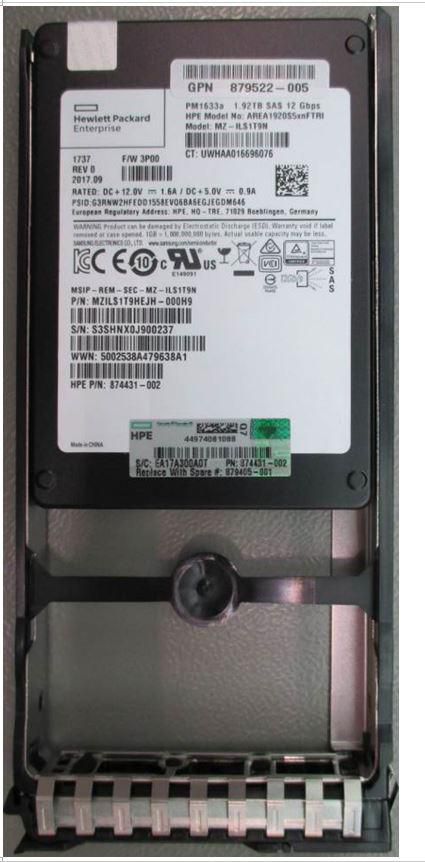 Hewlett Packard Enterprise 1.92TB read-intensive SSD, 12Gb/s SAS ...