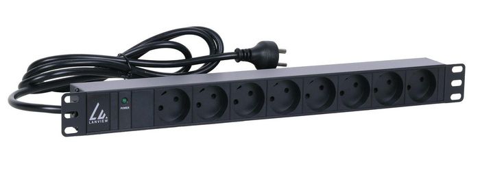 Lanview 19'' rack mount power strip 10A with 8 x danish type K socket - W125960703