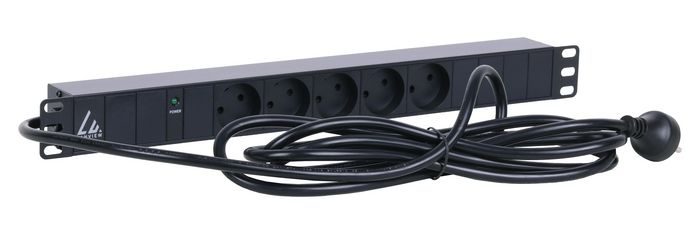 Lanview 19'' rack mount power strip, 10A with 5 x Danish type K, grounded sockets - W125960702
