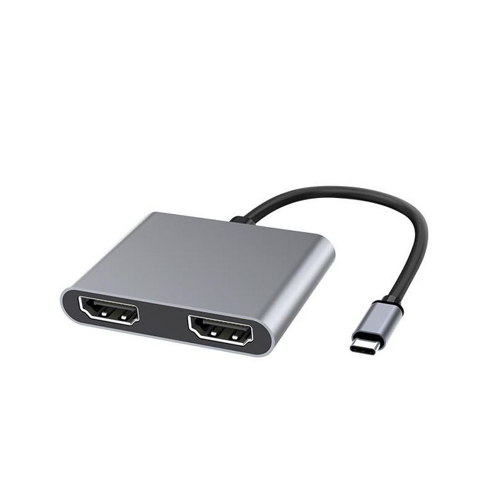 MicroConnect USB-C to 2 x HDMI Adapter splitter, 0.15m, Grey, MST - W124876818