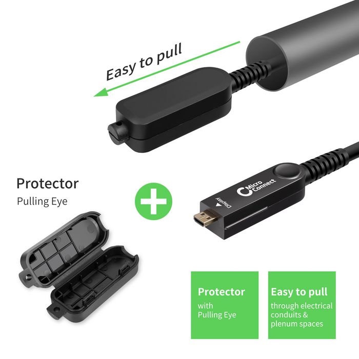 MicroConnect Premium Optic Fiber HDMI Type A - HDMI Type D Cable with a HDMI Type A adapter, 70m - W125510542