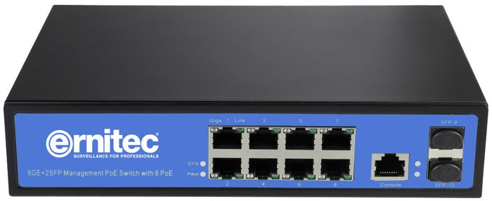 Ernitec Managed Layer 2, 8 Gigabit RJ45 ports, 2 Gigabit SFP ports. - W128202892