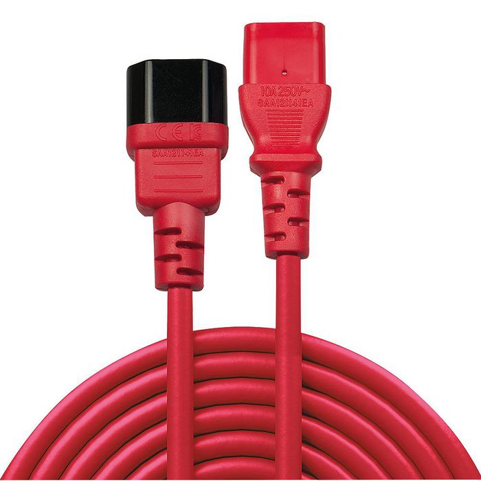Lindy 1M C14 To C13 Extension Cable, Red, W128370741 Oprema