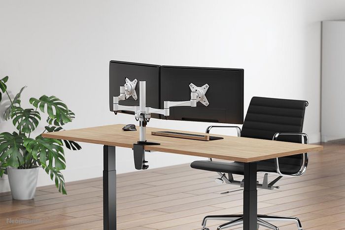 Neomounts by Newstar Neomounts by Newstar Full Motion Dual Desk Mount (clamp & grommet) for two 10-27" Monitor Screens, Height Adjustable - White - W124450657