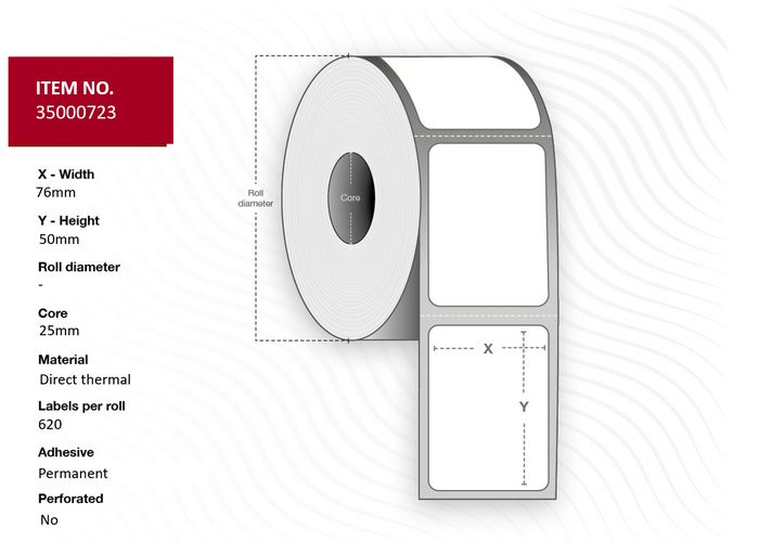 Capture Label 38x23 - Core 25,4. White. Deep freeze. DT. 3000 labels ...