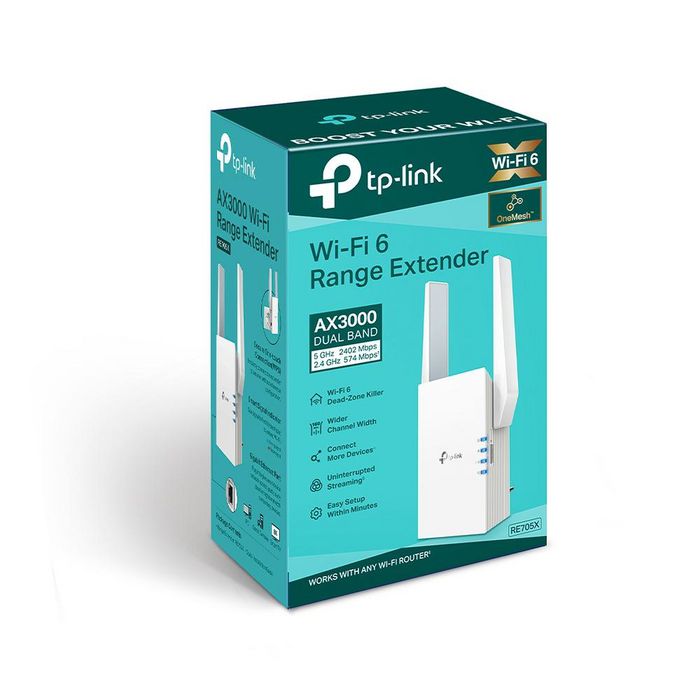 TP-Link Wi-Fi 6, 2.4-5 GHz, 574-2402 Mbps, 16-21 dBm, WPS, Reset