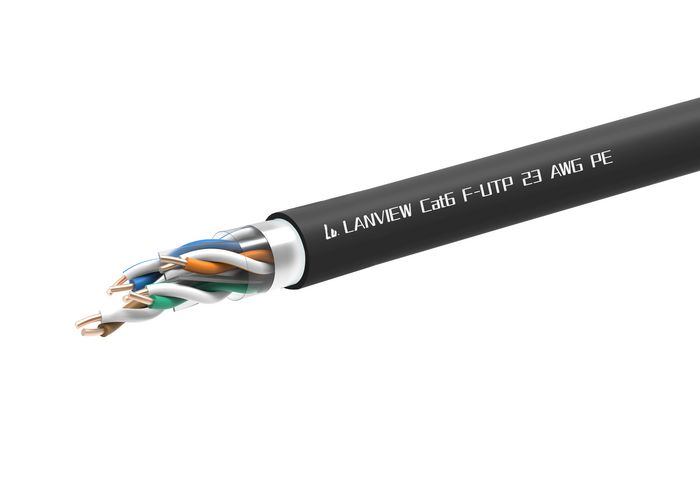 Lanview 305m Cat6 F-UTP cable 4x2xAWG23 PE Black Outdoor - W128437371