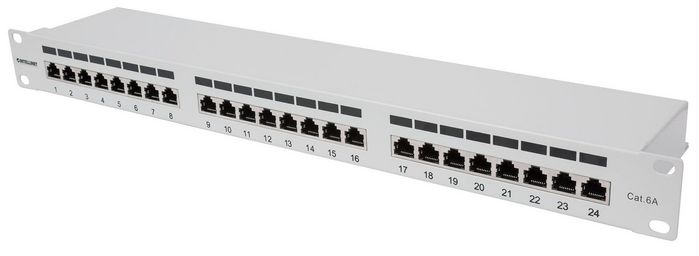 Intellinet Patch Panel, Cat6A, Ftp, 24-Port, 1U, Shielded, 90° Top ...