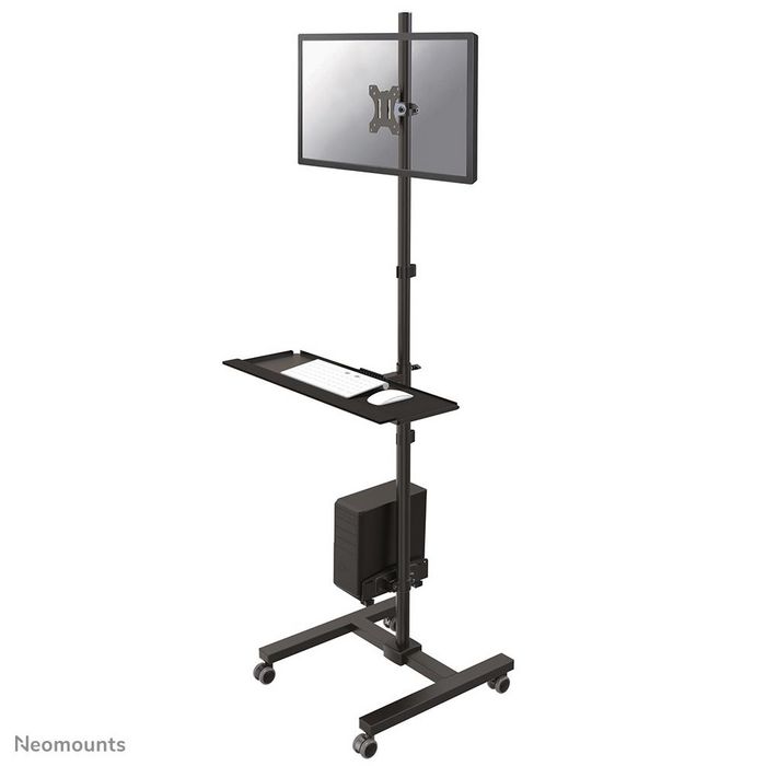 Neomounts by Newstar Newstar Mobile Work Station Floor Stand for monitor (10"-32"), keyboard, mouse & PC - Black - W124750744
