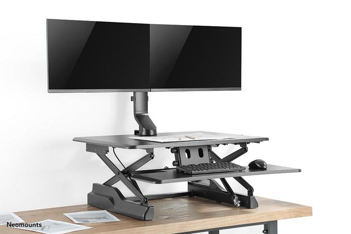 Neomounts by Newstar Newstar Stylish Tilt/Turn/Rotate Desk Stand for two 10-27" Monitor Screens, Height Adjustable - Black - W124350764