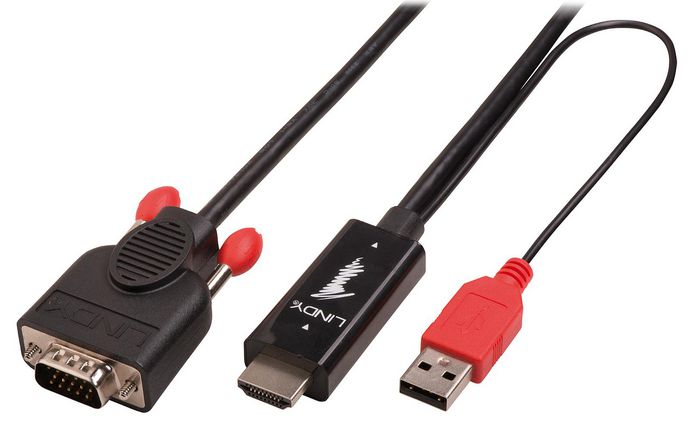 Lindy Video Cable Adapter 0.1 M Vga (D-Sub) Hdmi + Usb Black - W128370347