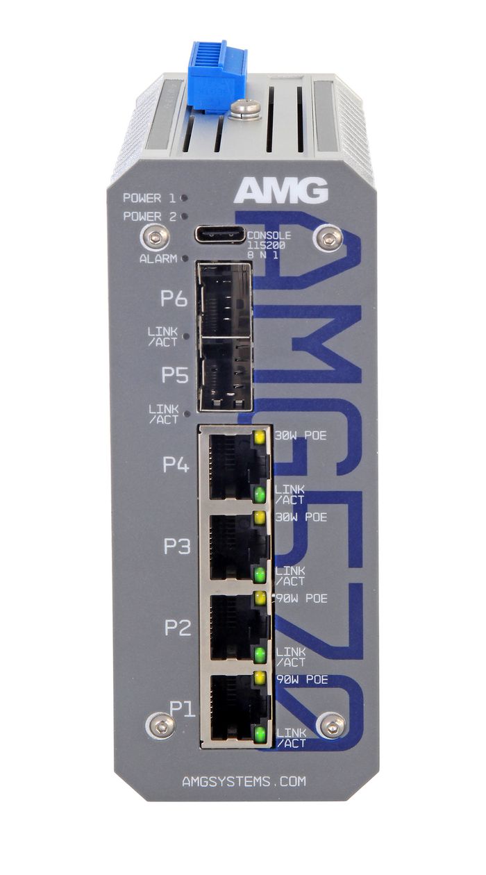 AMG Industrial 6 Port Managed Switch, 2x 90W, 2x 30W, 2x SFP Ports ...