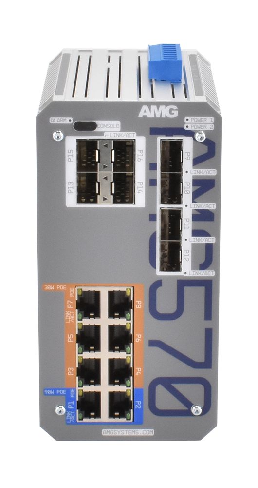 AMG Industrial Managed Switch 8x 10/100/1000TX (2x 90W, 6x 30W PoE), 6x ...