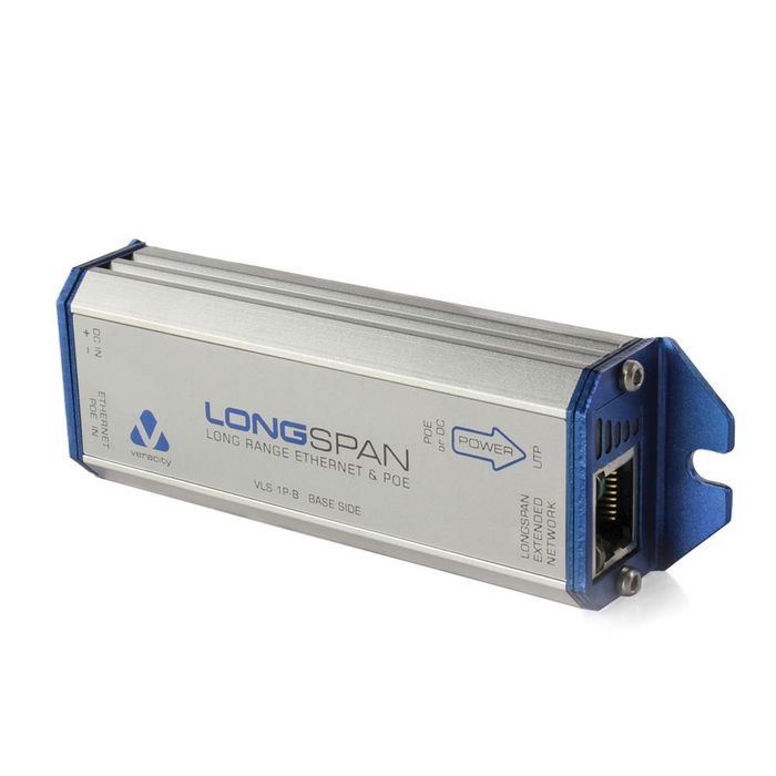 Veracity Single POE LONGSPAN converter with POE in, extended POE out, and SafeView display - W124877716