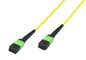 MicroConnect Optical Fibre Cable, MTP Female - MTP Female, Singlemode, 12 Fiber, Polarity B, Polishing : APC, OS2 (Yellow), 1m