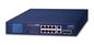 Planet 8x 10/100/1000T 802.3at PoE, 2x 10/100/1000T, 24 Gbps, 18 Mpps, LCD Monitor, VLAN, 1.8 kg