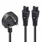 Lindy 2.5M Uk 3 Pin Plug To Iec 2 X C5 Splitter Extension Cable, Black