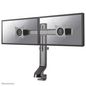 Neomounts Newstar Stylish Tilt/Turn/Rotate Desk Stand for two 10-27" Monitor Screens, Height Adjustable - Black