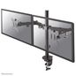Neomounts Newstar Full Motion Dual Desk Mount (clamp & grommet) for two 10-32" Monitor Screens, Height Adjustable - Black